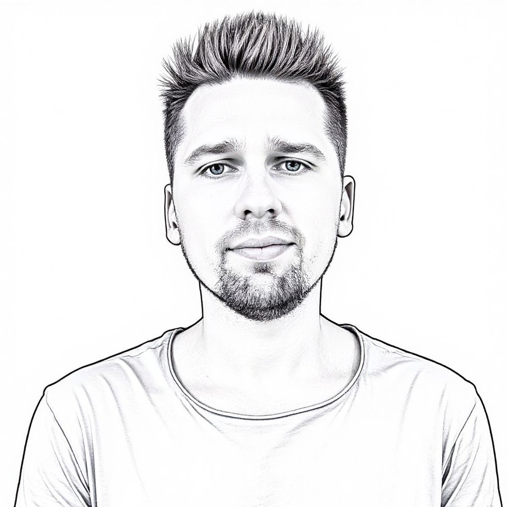 AI-जनरेटेड फोटो: Black and white minimalist line art avatar