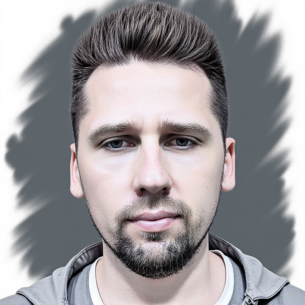 AI-generated photo: Transform me into a suave, minimalist line art mas...
