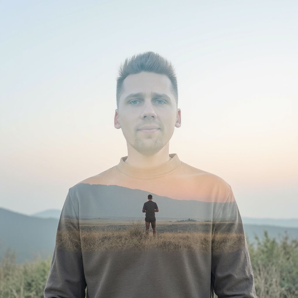 Фотография, созданная с ИИ: Capture the essence of me standing amidst a vast, ...